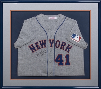 Tom Seaver Signed & Inscribed New York Mets Home Flannel Jersey In 37x34 Framed Display (JSA)